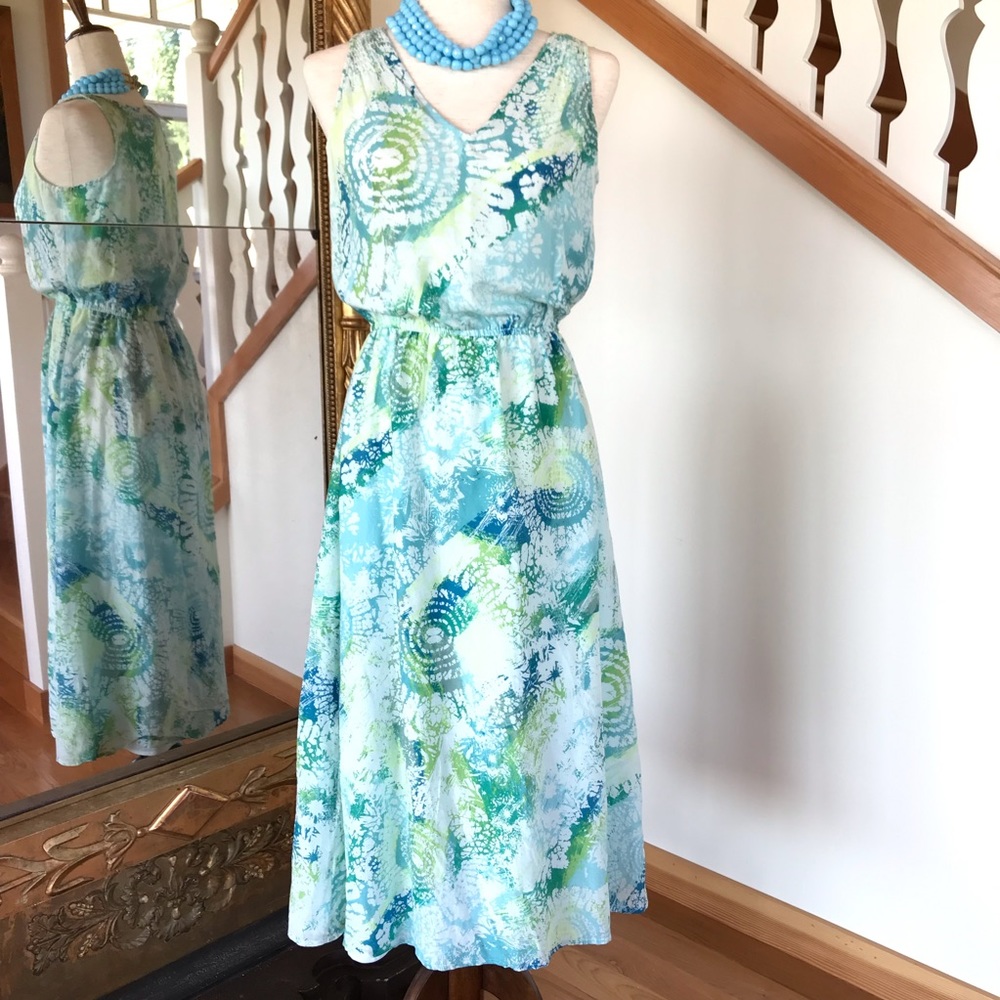 J. Jill | Silk sleeveless Batik Blouson Dress